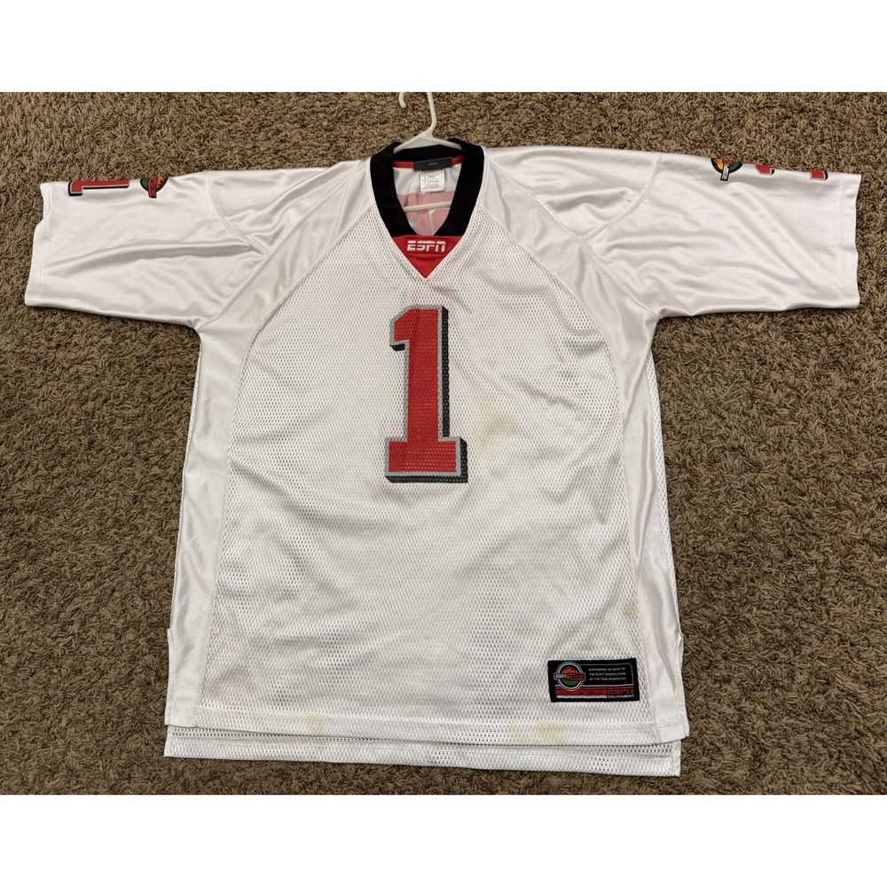 ESPN Jersey White Number 1 Mesh Football Zone Sports Y2K Mens Size Large